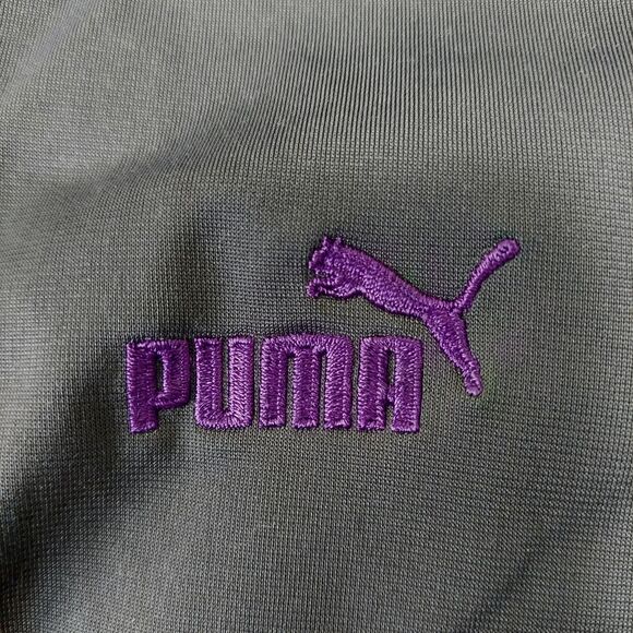 VTG 90s Y2K Puma Track Jacket Windbreaker Full Zip Gray White Purple 62200 Sz M - Picture 8 of 13